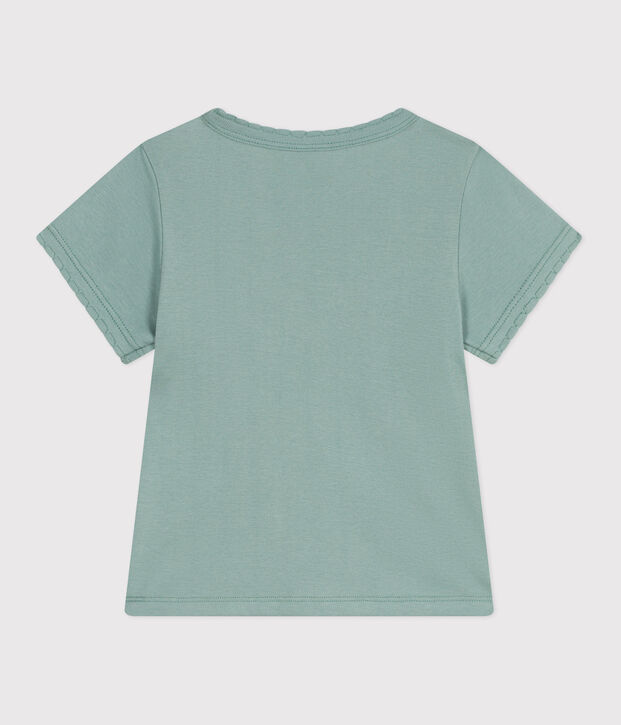 Kurz&auml;rmeliges Kinder-T-Shirt aus einfarbiger Baumwolle gr&uuml;n