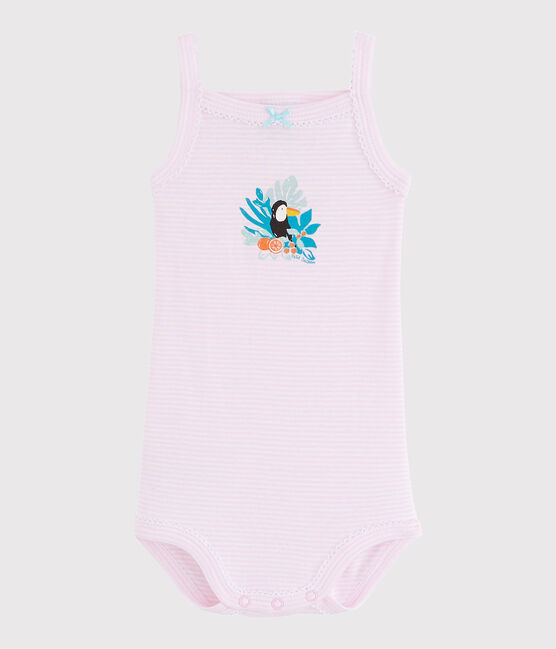 Baby-Trägerbody Mädchen rosa DOLL/weiss ECUME