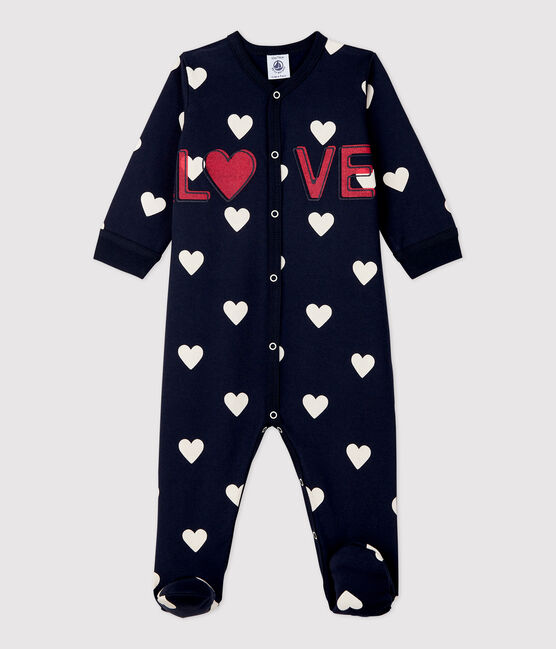 Baby-Strampler aus Molton blau SMOKING/weiss ECUME
