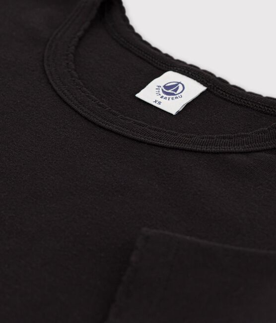 Damen-T-Shirt L’ICONIQUE aus Baumwolle mit Mäusezähnchen schwarz NOIR