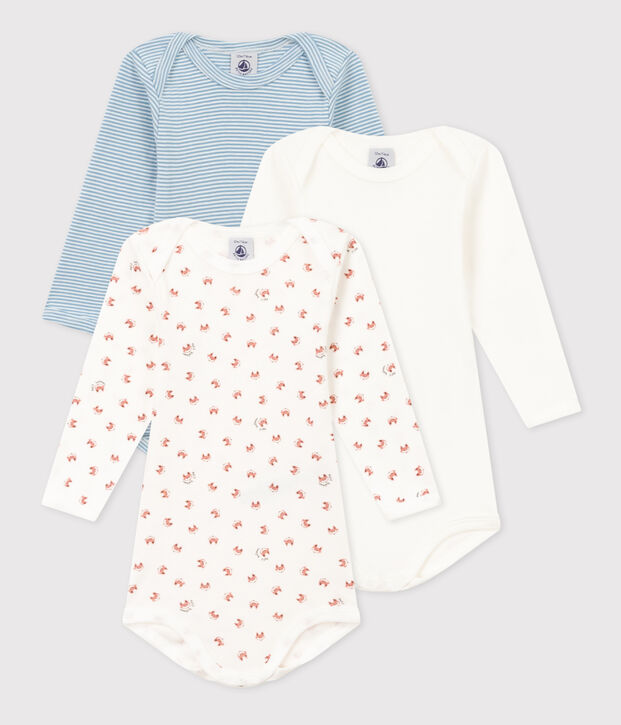 3er-Set lang&auml;rmelige Baby-Bodys aus Baumwolle vielfarbig