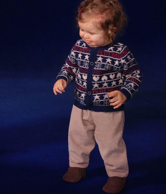 Baby-Cardigan aus Strick mit Wollanteil blau MEDIEVAL/weiss MULTICO