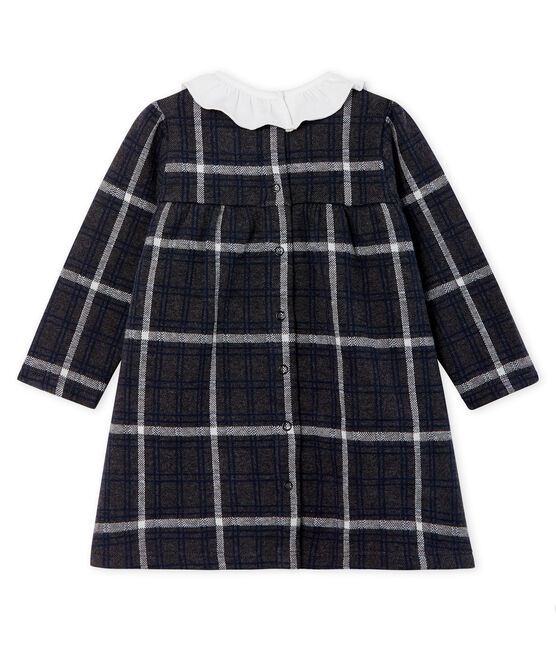 Langärmeliges kariertes Babykleid für Mädchen schwarz CITY/weiss MULTICO CN