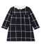 Langärmeliges kariertes Babykleid für Mädchen schwarz CITY/weiss MULTICO CN