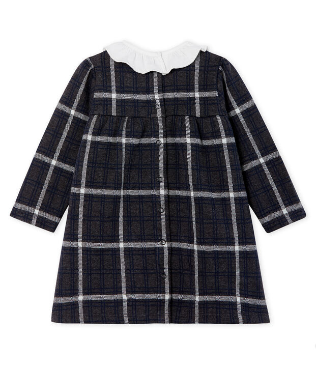 Lang&auml;rmeliges kariertes Babykleid f&uuml;r M&auml;dchen grau/vielfarbig