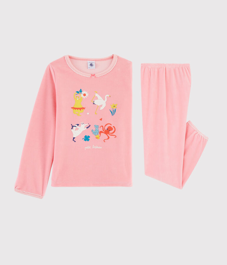 Yoga-Kinderpyjama mit Tiermuster f&uuml;r M&auml;dchen rosa