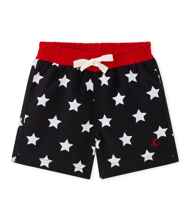 Gemusterte baby-strandshorts jungen blau/weiss