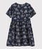 Kurzärmeliges Kinderkleid aus Doppeljersey für Mädchen blau SMOKING/weiss ECUME
