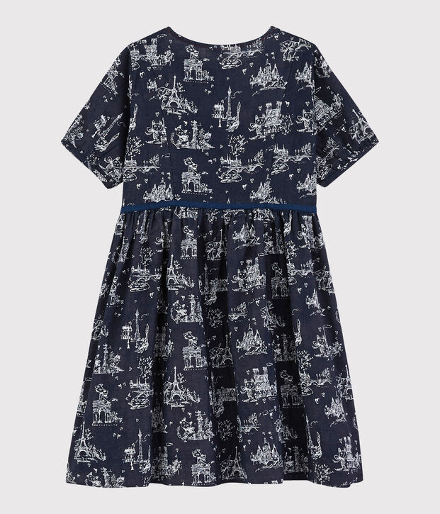Kurz&auml;rmeliges Kinderkleid aus Doppeljersey f&uuml;r M&auml;dchen blau/weiss