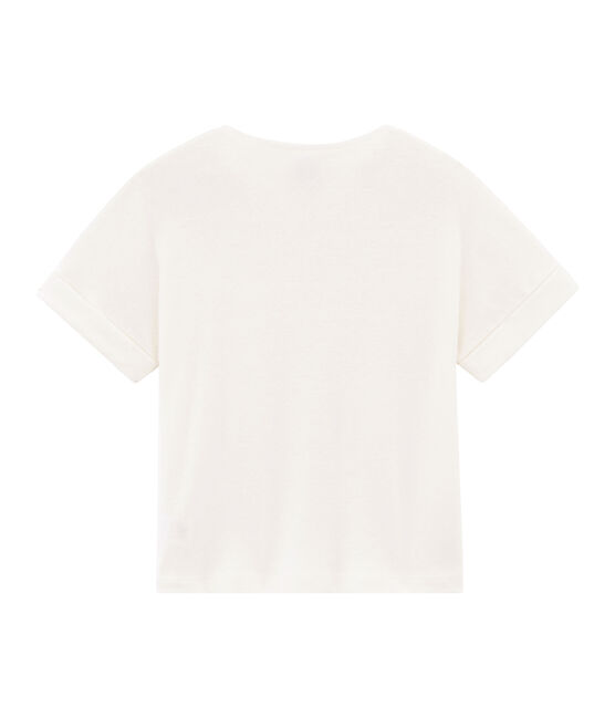 Kurzärmeliges Kinder-T-Shirt Mädchen weiss MARSHMALLOW
