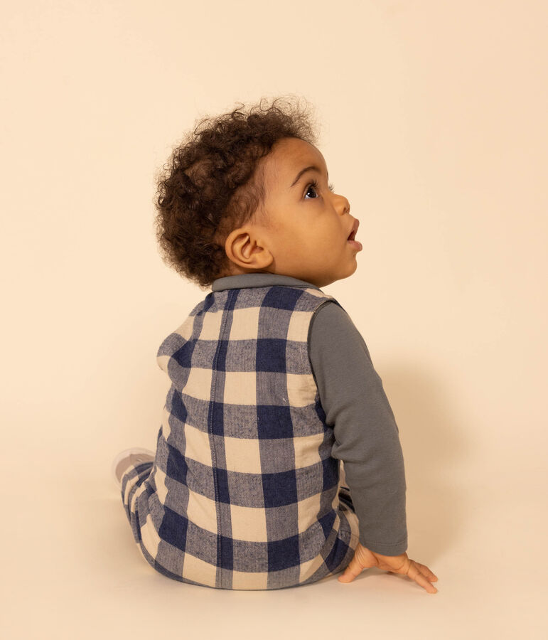 &Auml;rmelloser Baby-Overall aus Flanell blau/naturfarben