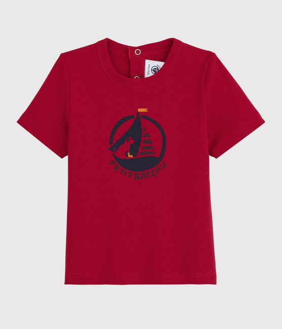 Kurzärmliges Baby-T-Shirt für Mädchen rot TERKUIT
