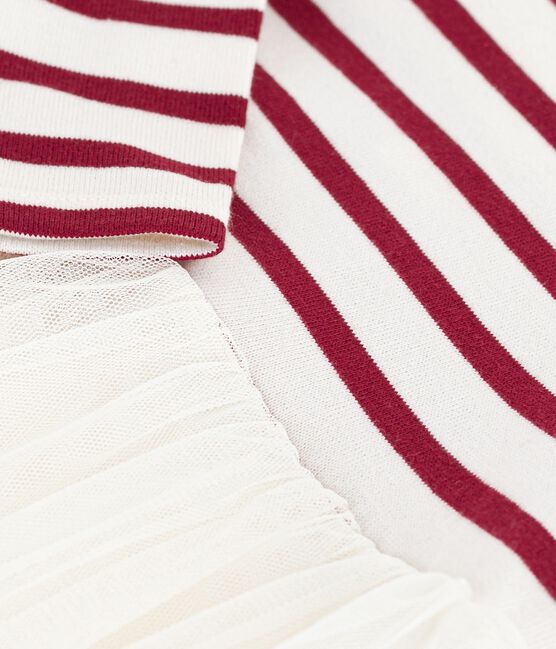 Langärmliges Kleid aus zwei Stoffen rot MILK/ AMARANTE