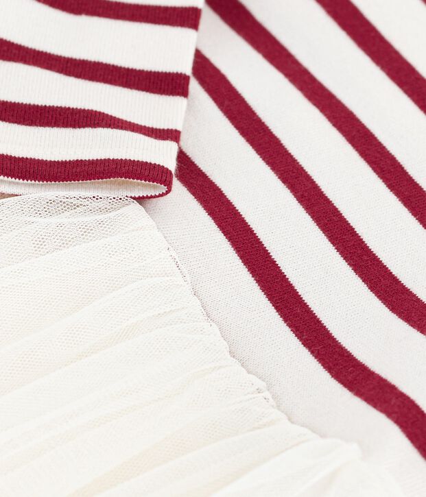 Lang&auml;rmliges Kleid aus zwei Stoffen rot/rot