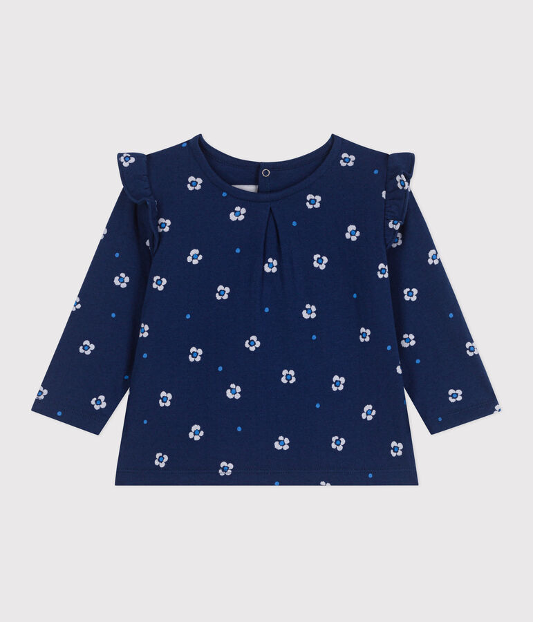 Lang&auml;rmelige Baby-Bluse aus gebl&uuml;mter Baumwolle blau/vielfarbig
