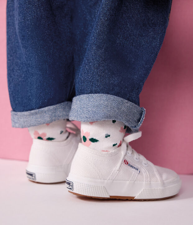 2er-Set Baby-Socken aus Baumwolle mit Streifen und Blumenmuster vielfarbig