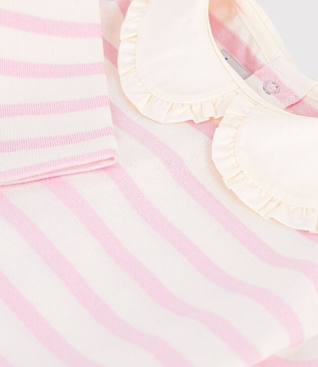Baby-Streifenshirt mit Kragen aus Baumwolle rosa/rosa