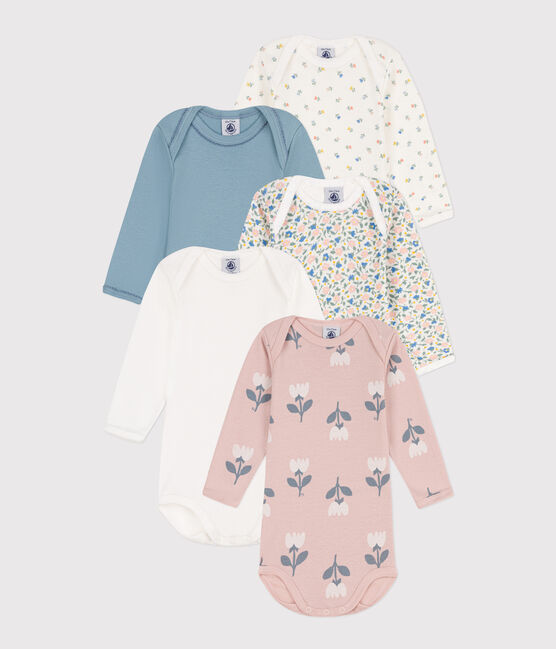 5er-Set langärmelige Baby-Bodys aus Baumwolle mit Blumenmotiv variante 1