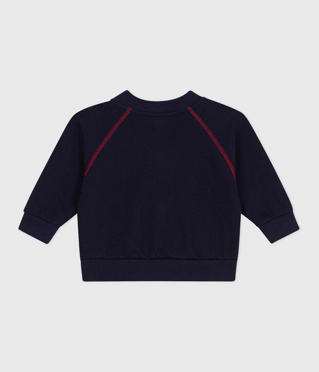 Baby-Cardigan aus einfarbiger Baumwolle mit farblich abgesetzten N&auml;hten SOIR