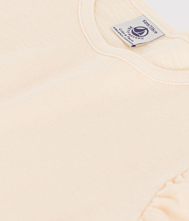 Kurz&auml;rmeliges Kinder-T-Shirt aus Baumwolle f&uuml;r M&auml;dchen naturfarben
