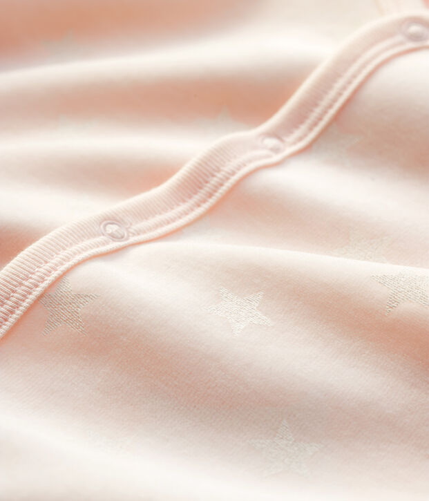 Baby-Strampler aus Nicki rosa/weiss