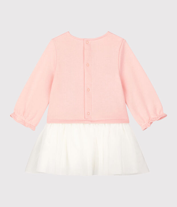 Baby-Kleid aus Molton f&uuml;r M&auml;dchen rosa/weiss