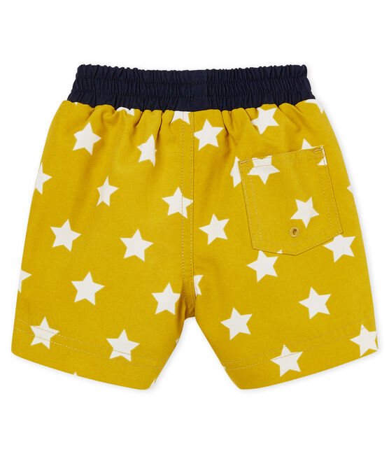Gemusterte baby-strandshorts jungen gelb BAMBOO/weiss MARSHMALLOW