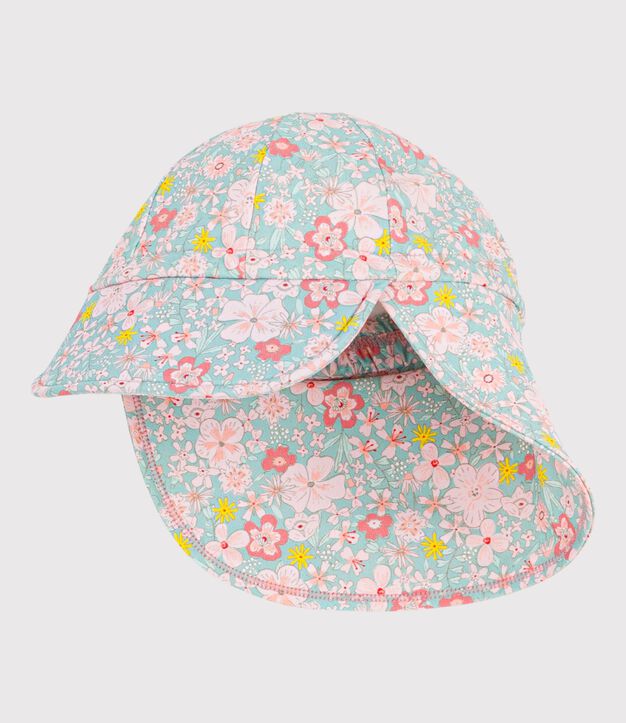 Gebl&uuml;mte Baby-Kappe mit UV-Schutz blau/vielfarbig