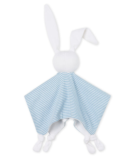Baby-Kuschelhäschen aus Rippstrick blau ACIER/weiss MARSHMALLOW