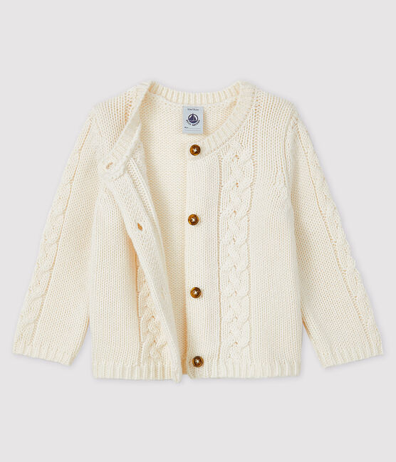 Cardigan für Babys aus Wolle und Baumwolle weiss MARSHMALLOW