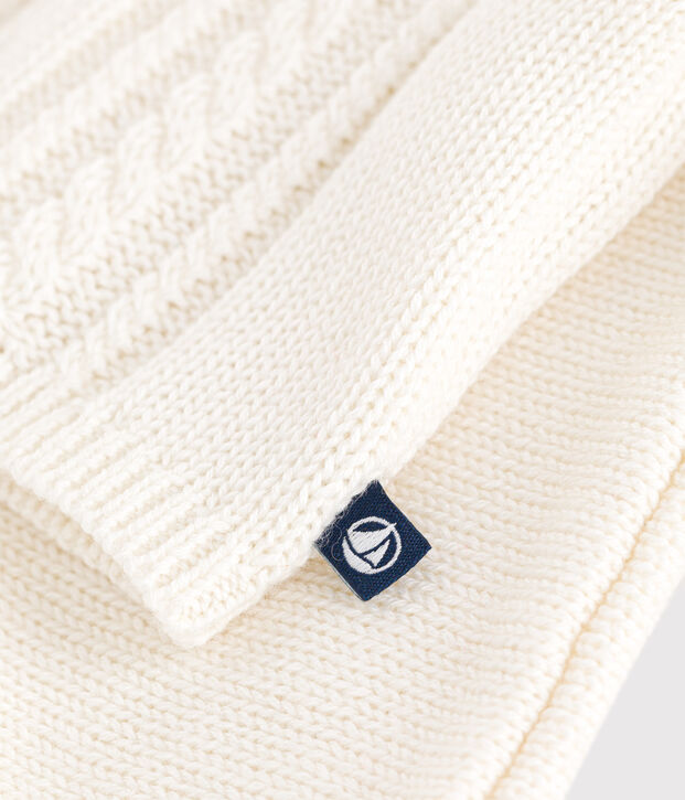 Baby-Cardigan aus Wolle und Baumwolle weiss