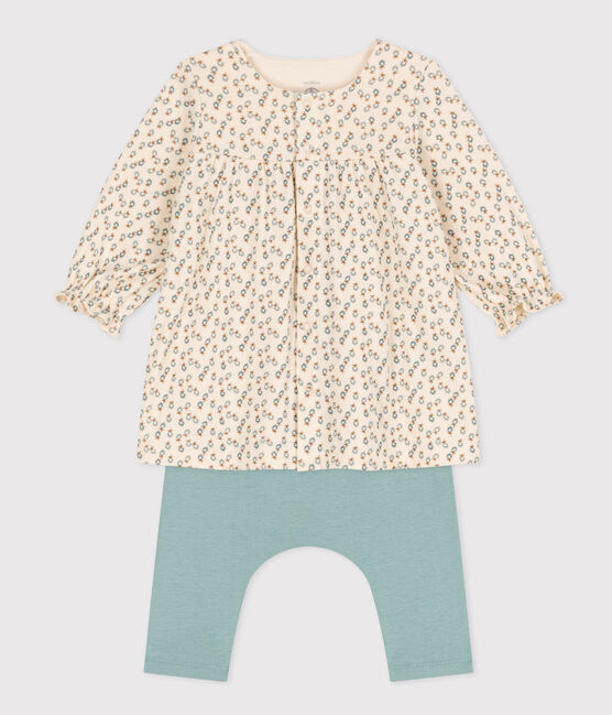 Baby-Kleid und Leggings aus Doppeljersey weiss AVALANCHE/ MULTICO