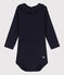 Langärmeliger Baby-Body aus Baumwolle mit Rüschenkragen blau SMOKING