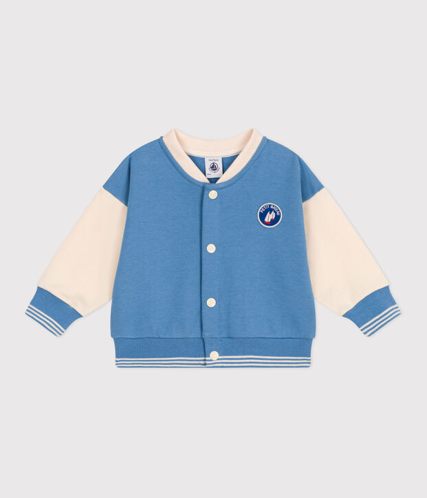 Baby College-Jacke aus Baumwolle im Colorblock blau/naturfarben