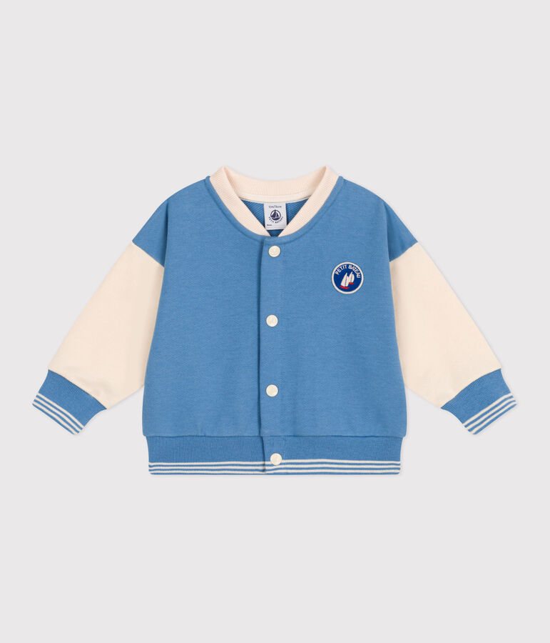 Baby College-Jacke aus Baumwolle im Colorblock blau/naturfarben