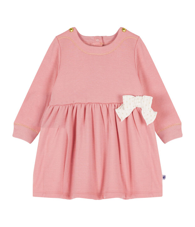 Lang&auml;rmeliges Babykleid aus Samtstrick f&uuml;r M&auml;dchen rosa