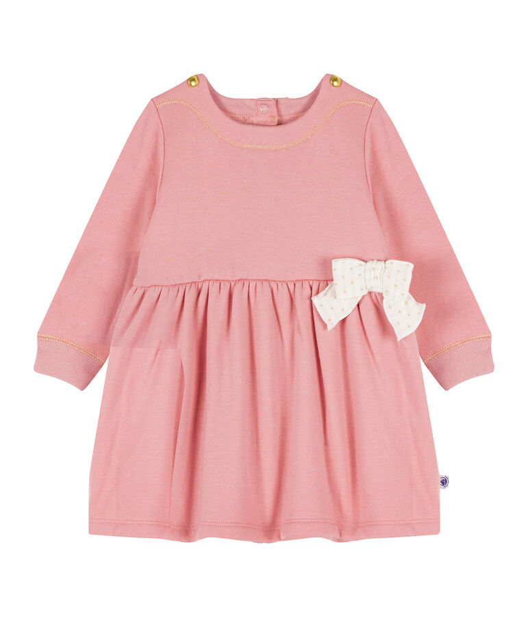 Lang&auml;rmeliges Babykleid aus Samtstrick f&uuml;r M&auml;dchen rosa
