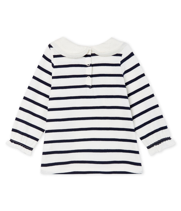Lang&auml;rmelige Baby-Bluse f&uuml;r M&auml;dchen mit Streifen weiss/blau