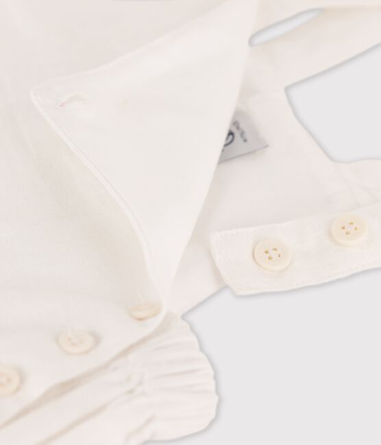 Kurze Baby-Latzhose aus Leinen weiss ECUME