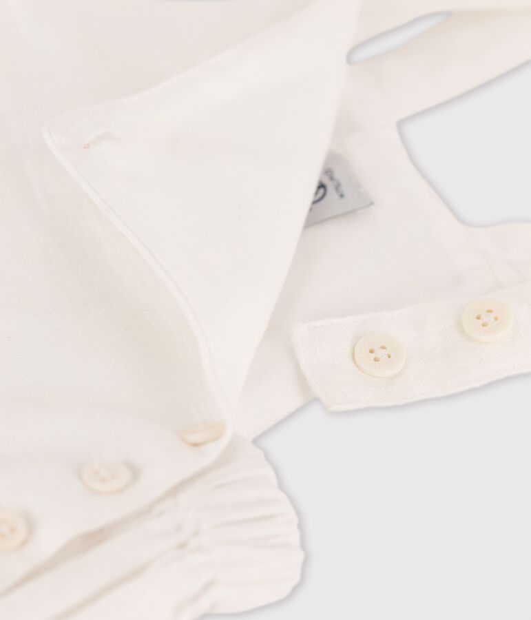 Kurze Baby-Latzhose aus Leinen weiss