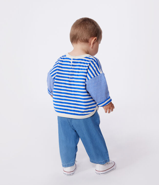 Lang&auml;rmeliges Baby-T-Shirt aus Baumwolle mit Streifen blau/naturfarben