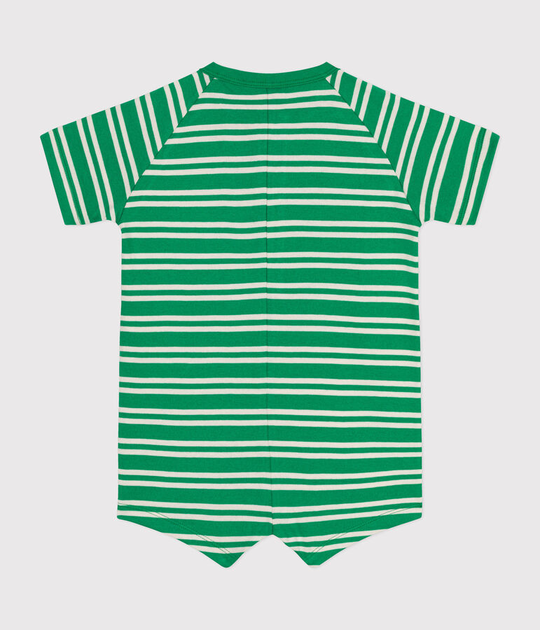 Kurzer Baby-Overall aus Jersey gr&uuml;n/naturfarben