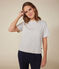 Damen-T-Shirt Le Boxy aus Doppejersey naturfarben/blau