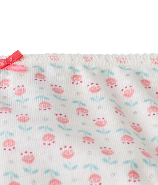 Bedruckter Mädchen-Slip aus Stretch-Jersey weiss LAIT/weiss MULTICO