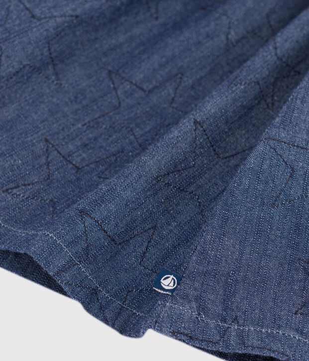 Kurzer Rock aus Denim mit Sternmotiv blau