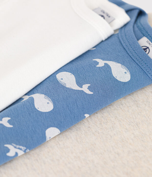 3er-Set lang&auml;rmelige Bodys aus Baumwolle mit Walmotiv f&uuml;r Babys vielfarbig