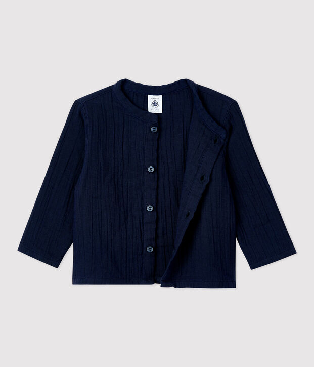 Babyhemd aus Bio-Baumwollgaze. blau