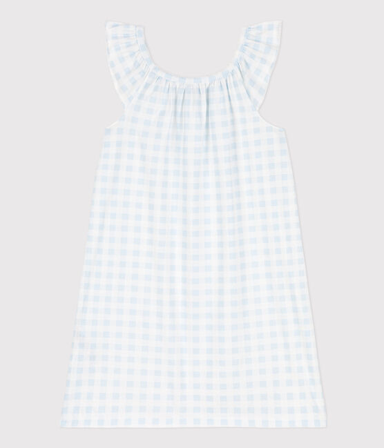 Nachthemd mit Vichy-Print aus feiner Baumwolle für Mädchen blau MARSHMALLOW/weiss GOMME
