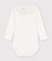 Baby-Body mit Kragen aus einfarbiger Baumwolle weiss