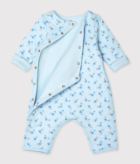 Langer Unisex-Baby-Overall aus Doppeljersey blau FRAICHEUR/weiss MULTICO